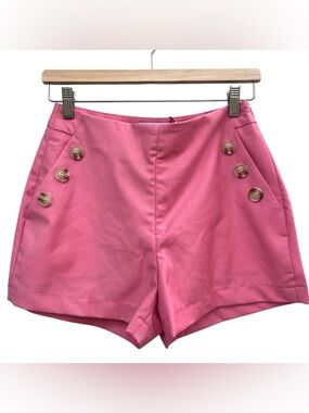 Greylin Pink High-Waist Sailor Button Shorts